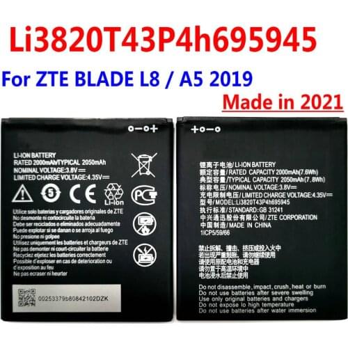 New Li3820T43P4h695945 2050mAh Battery Replacement For ZTE BLADE L8 / A5 2019 Mobile Phone