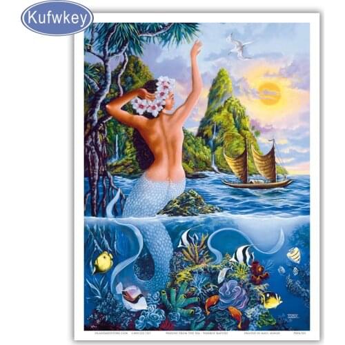 Diy 5d Diamond Painting Cross Stitch kits Mermaid Ancient Hawaii Ocean 5D DIY stone diamond Embroidery Mosaic pattern Rhinestone