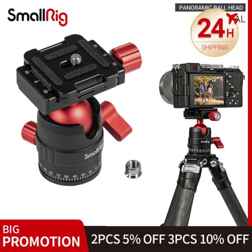 SmallRig Aluminum Panoramic Ball Head holds up to 5kg With 1/4” to 3/8” screw adapter 3034