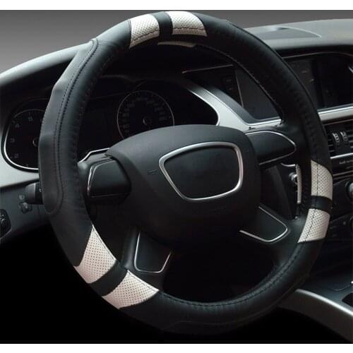 Car 38cm Universal Genuine Leather Steering Wheel Cover Breathable Hole Auto Steering-Wheel Covers For Car Interior Accessories