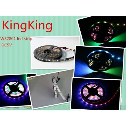 Free shipping1M 5M WS2801 2801 White Black PCB Dream Color 5050 RGB LED Strip tape light Individually addressable 32LEDs DC 5V