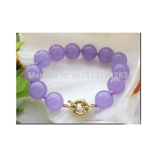 Free Shipping>>> beautiful 8" 14mm round Purple bead bracelet