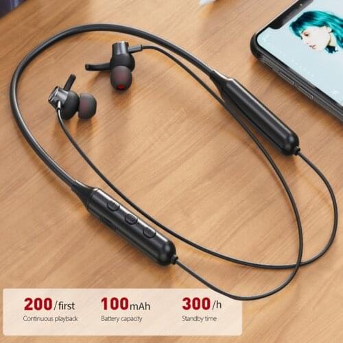 Bluetooth 5.0 Wireless Sports earphone Stereo Subwoofer Hanging Neck Hanging Metal Magnetic Bluetooth Headphone