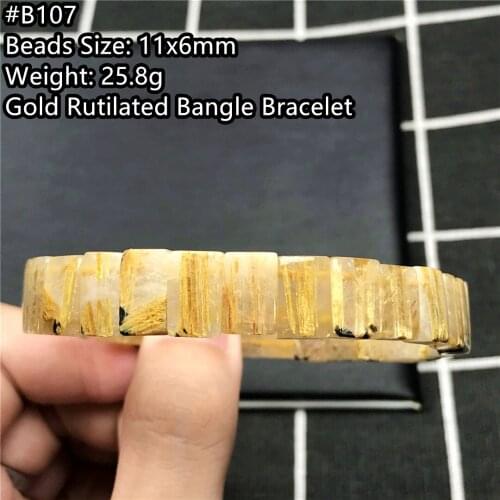 Natural Gold Rutilated Quartz Bracelet Jewelry For Women Man 11x6mm Beads Healing Crystal Luck Wealth Stone Stretch Bangle AAAAA