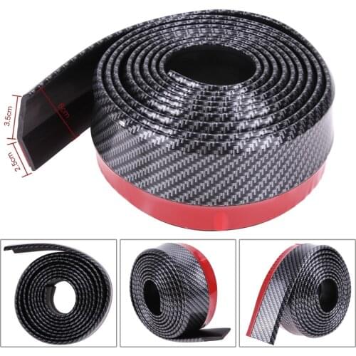 Black Soft Carbon Fiber Car Rubber Bumper Strip Outside Bumper Front Lip Sill Protector Edge Guard Car Stickers Car Styling