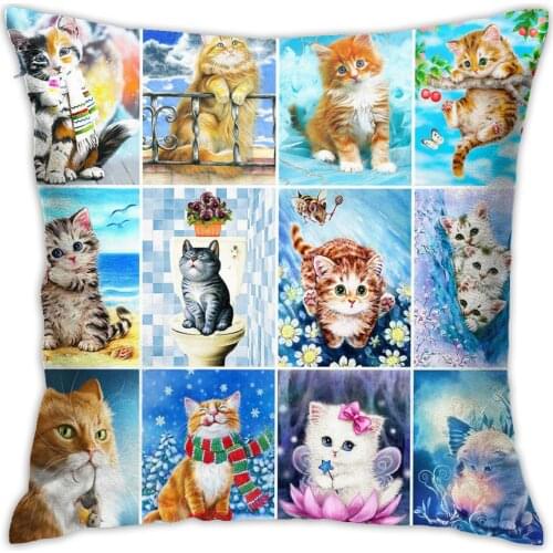 Cute Print Cat Decorative Cushions Pillowcase Polyester Cushion Cover Throw Pillow Sofa Living Room Decoration Pillowcover