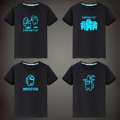 Game Among Us Fluorescent Luminous Baby Boys Girls Children T Shirt Summer Fashion Tee Short Sleeves Round Neck Kids T-shirt