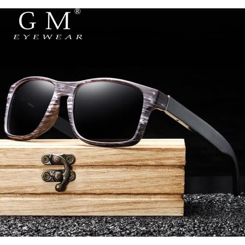 GM Wooden Sunglasses Polarized Men Sports Sun Glasses Outdoors Reflective Eyewear Colorful Mirror Coating Gafas Oculos De Sol