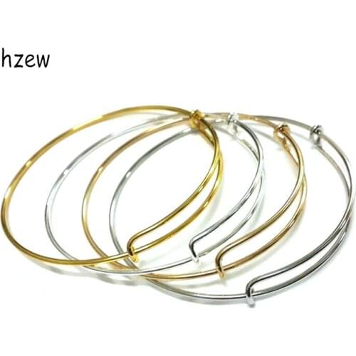 Hzew Hot Sale 2 COLORS GOLD Gold silver color Charming Expandable Women Lady Wire Bracelet For Charms