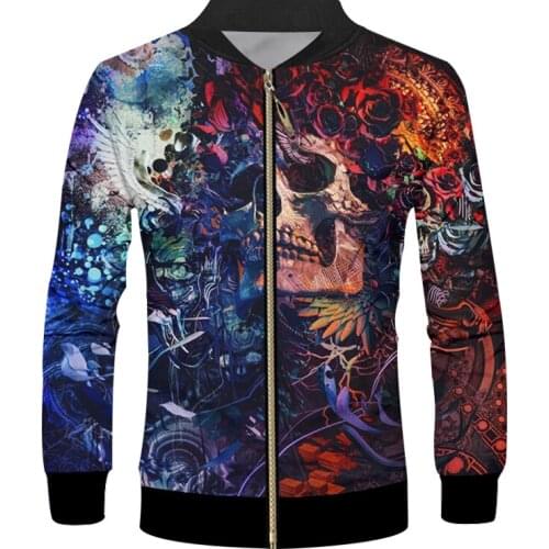 IFPD America Size Streetwear Unisex 3D Printed Skull Tracksuit Men Zipper Jacket For Mens Coat Casual Plus Size HipHop Jacket