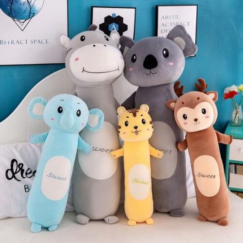 Kawaii New Simulation Long Animal Pillow Large Lazy Sleeping Soft Pillow Doll Ragdoll Stuffed Plush Toy for Children Kids Gift