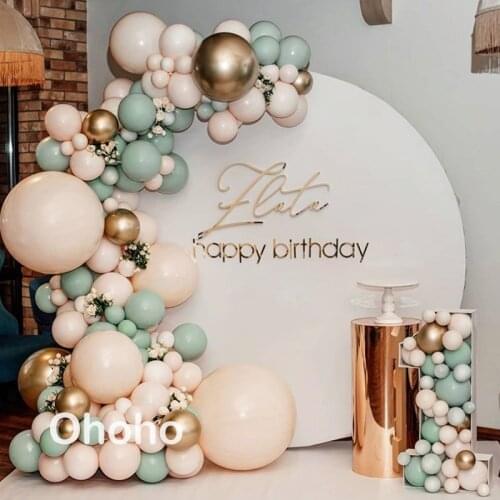 Blush Green Metallic Gold Balloons Garland Arch Kit Marriage Rustic Wedding Decoration Balloon Set Kids birthday Baby Shower