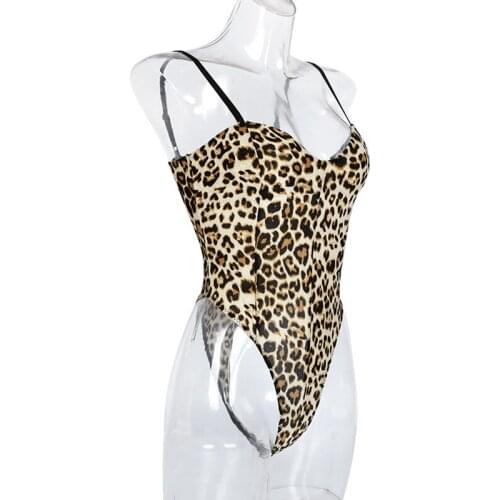 Summer fashion dress sexy leopard print slim body sling belt bottom jumpsuit