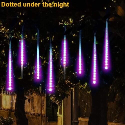 Meteor shower effect romantic aesthetic Party LED Lights Meteor Shower Rain Snowfall Xmas Tree Garden Outdoor Purple