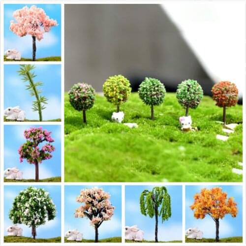 1/5pcs/Set Mini Tree Fairy Garden Miniatures Micro Landscape Resin Crafts Bonsai Figurine Garden Terrarium Accessories