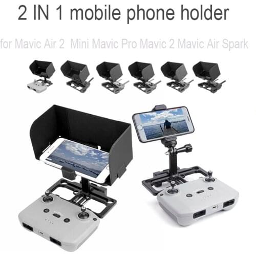 Mobile Phone Holder with Sun Hood for DJI Mavic Air 2 Mini Pro Air Spark Mavic 2 Drone Remote Controller Accessories