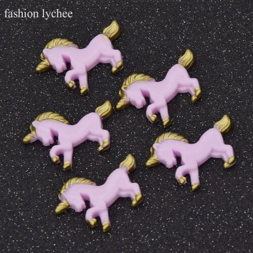 Fashion lychee 5pcs Resin New Arrival Adorable Unicorn Horse for Crafts Making, Scrapbooking, DIY