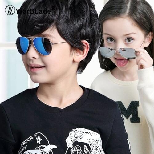 Fashion Polarized Kids Sunglasses Kids Boys Girls Classic Design Silver Frame Blue Lens Pilot Sun Glasses For Children