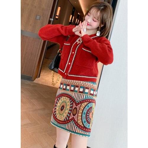 Fashion round neck knitting lace symmetrical pocket slim knit cardigan girl 2021 Spring new High Quality Top Quality