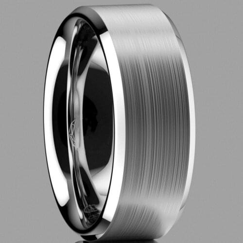 FDLK 8mm Silver Color Brushed Center Stainless Steel Ring Mens Engagement Wedding Band Boyfriend Husband Anniversary Gift