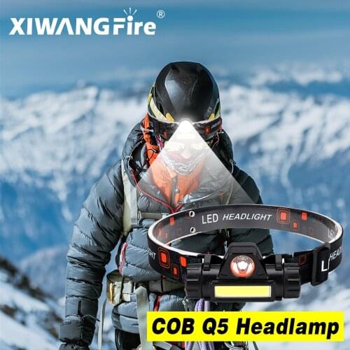 XP-G Q5 Headlamp Head Lamp Headlight Waterproof 2500lm Cob Led Built In Usb Rechargeable 18650 Battery Working Light 5w