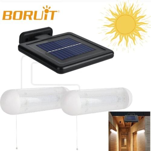 Double Head Solar Lamp Wall Lights Separable Solar Panel and Light With Line Pull- Switch Waterproof Outdoor Indoor Lighting