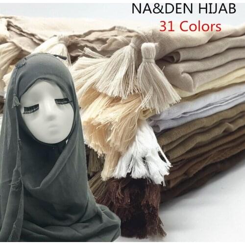 NEW women tassel hijab shawl Plain maxi scarf fashion pendant shawls lady muslim hijabs scarfs soft foulard wrap 1pc 31colors