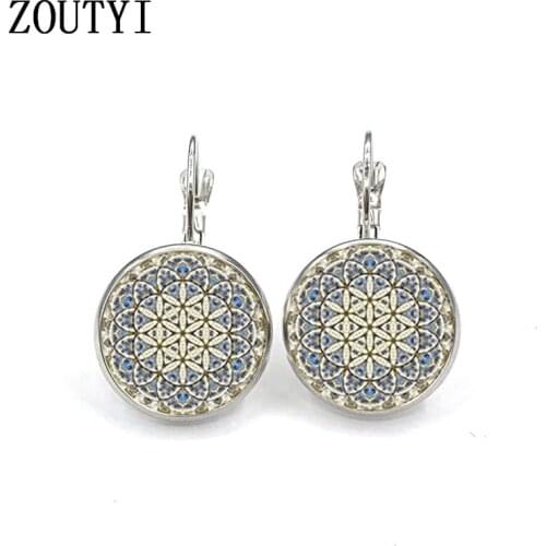 New/glamour retro fashion bohemian ethnic style sun flower earrings, convex and concave glass ladies earrings