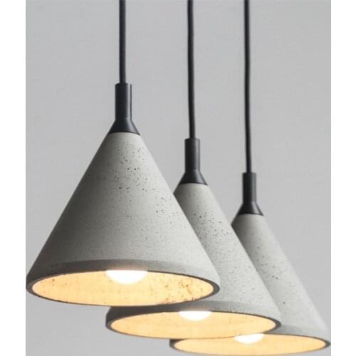 One Light Cone Shade Concrete Pendant Lamp Vintage Style Cement Hanging Light in Gray for Kitchen Dining Restaurtant Bedside