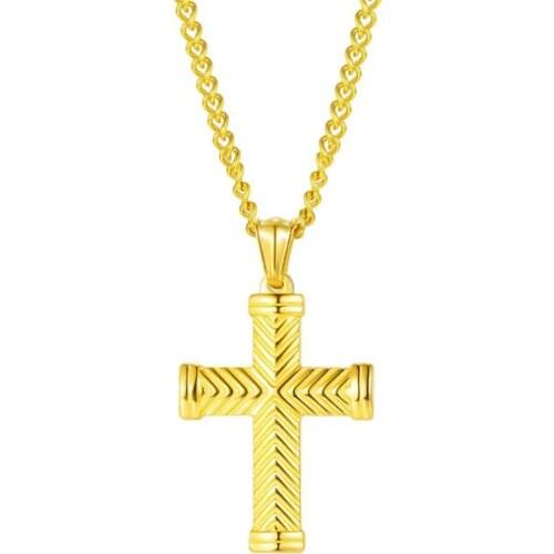 Stainless Steel Women Delicate Gold Fashion Cross Pendant Necklace Jewelry Gift For Him with Chain