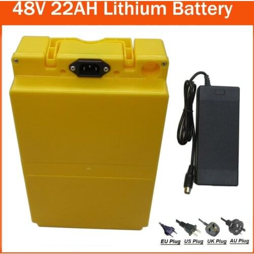 Rechargeable 1000W 48V Lithium Ebike Battery 48 V 22AH Electric Bike Batterie Akku 25AH with case 54.6V 2A charger