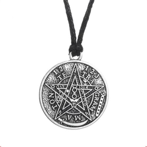Vintage Style Pendant Necklace Pentagram Number Word Different Thing Pattern Charm Rope Chain Zinc Alloy Provide Dropshipping