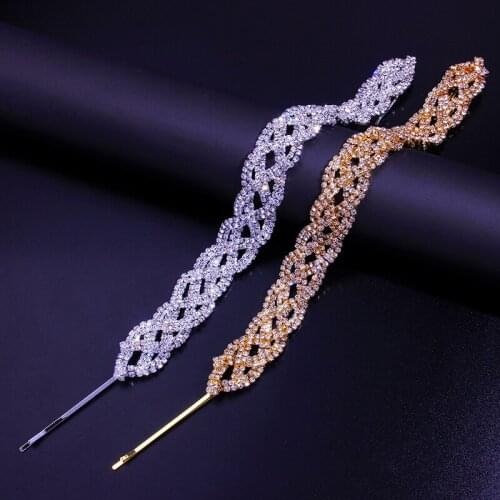 Hollow Shiny Rhinestone Long Strip Tassel Chain Hair Clips Headband Wedding Hair Comb Chain Hip Hop Hair Accessories Headwear