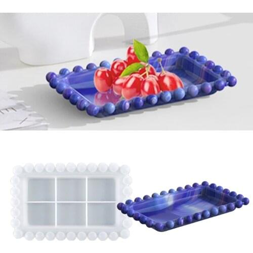 M2EA Rectangular Beaded Fruit Storage Box Epoxy Resin Mold Tray Plate Dish Casting Silicone Mould DIY Crafts Ornaments Jewelry