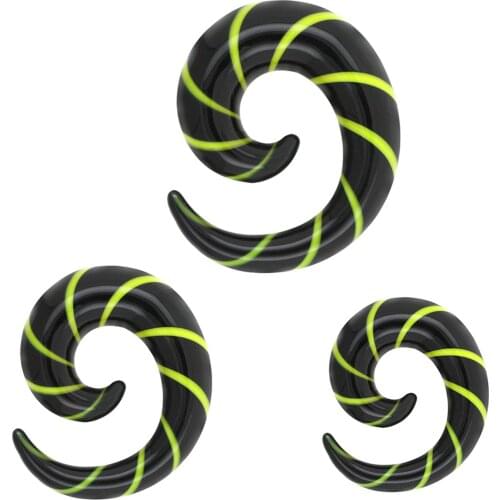 JHJT 2PCS 3/6/8/10mm Size Glass Ear Spiral Taper Flesh Tunnel Ear Stretcher Expander Stretching Plug Sna Piercing Body JeweLry