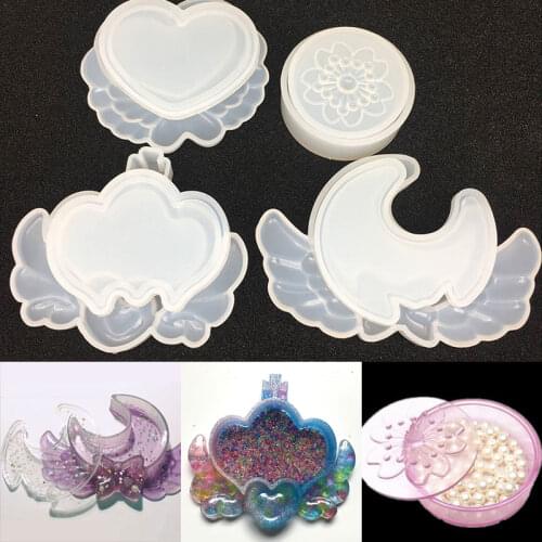DIY Silicone Crystal Epoxy Storage Box Mould Crown Love Moon Cherry Blossom High Mirror Jewelry