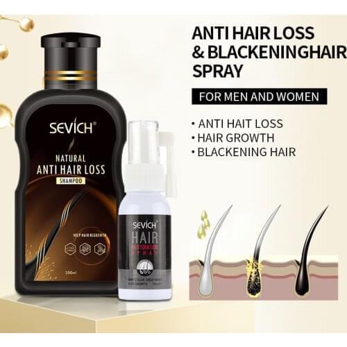 Sevich Natural Hair Growth Kit Anti Hair Loss 200ml Ginger Hair Shampoo 30ml Dye Blackening Hair Growth Spray For Hair Treatment