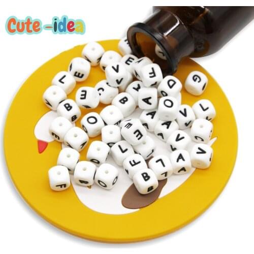 Cute-idea 20pcs Silicone Letters Beads BPA Free Baby English Alphabet Letter Teething Beads DIY pacifier Pendant Toy Accessories