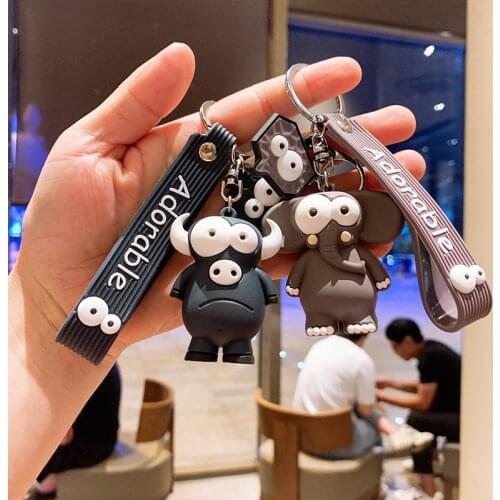 Elephant calf cartoon silicone key chain pvc car key chain pendant creative bag hanging gift