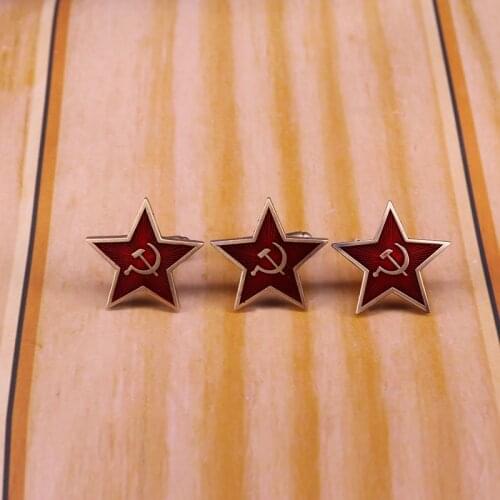 Soviet red star cufflinks badge set retro collection