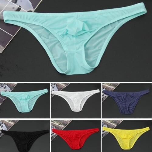 Mens Briefs Ice Silk Panties Ultra-thin Silky Breathable Underpants Man Low Waist Briefs Comfortable Cool Male Underwear