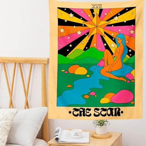 Boho Decoration Home Decor Tarot Card Tapestry Wall Hanging Moon Phase Mandala Tarot Card Tapestries Bedroom Sun Moon Wall Decor