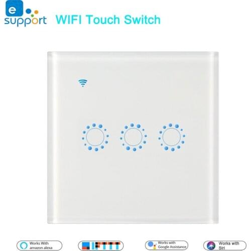 WIFI Smart EU Touch Switch,eWeLink Wireless Light Switch 1/2/3 gang,Work with Google assistant Alexa,10A/2200W,110V 220V