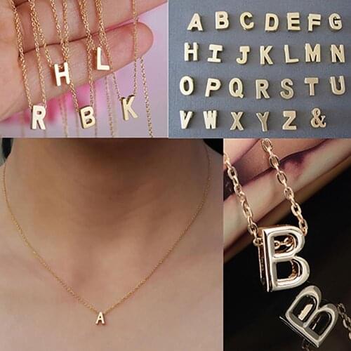 Fashion Women Necklace Jewelry Letter Necklace A-Z Pendant Link Chain Charm Gold Necklace Lady Gift Choker WomanS Accesories