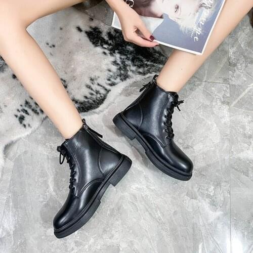 Winter Soft Leather Shoes 2021 Motorcycle Womens Boots Black Botas Wedges Female Lace Up Platforms Women White Botas Mujer