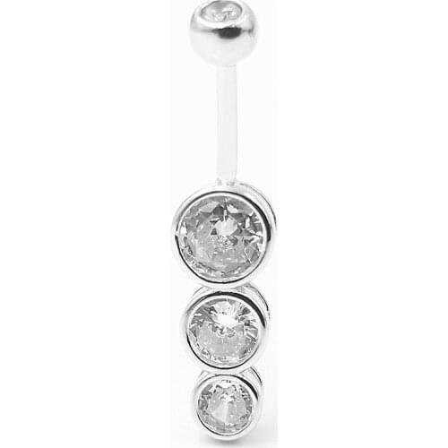 Belly Button Rings For Women 925 Sterling Silver Round Cubic Zirconia Navel Curved Barbell Sexy Body Piercing Jewelry 6 8 10MM