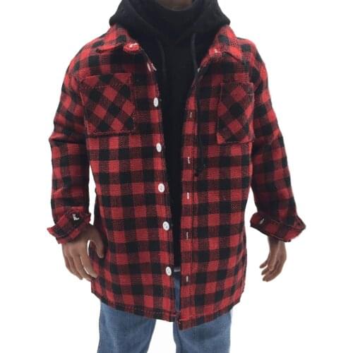 1/6 Scale Red Male Plaid Shirt Jacket Men Clothing for 12inch Action Figures Doll