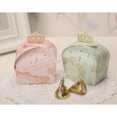10 pcs Paper box Favor Gift Royal crown Boxes Baby shower Gender Reveal Candy Packaging wedding Boxes pincess