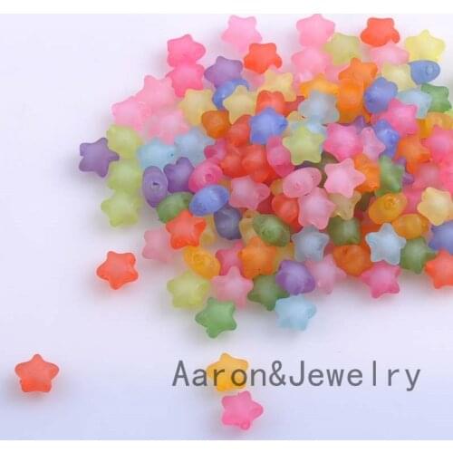 100pcs Mixed Star Frosted Acrylic Spacer Beads For jewelry making 11mm YKL0366X