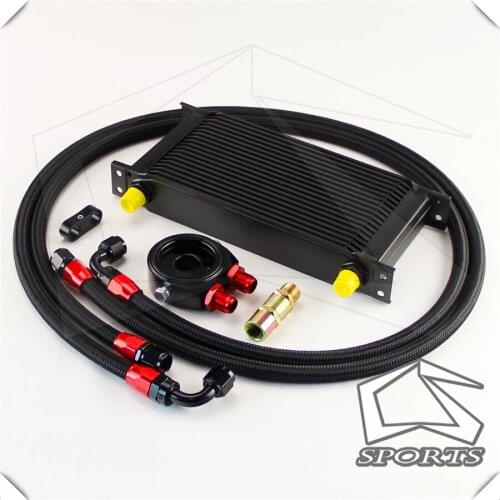 19 Row AN8 Engine Oil Cooler + 3/4*16 & M20 Filter Adapter hose Kit